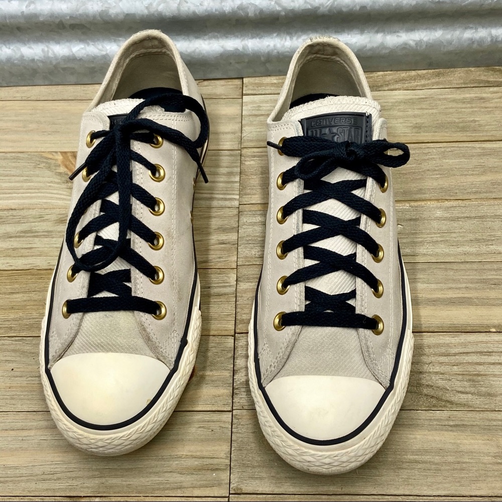 Converse Men’s Grey Leather Sneakers, Size 8, EUC - Picture 4 of 8